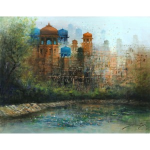 A. Q. Arif, 22 x 28 Inch, Oil on Canvas, Citiscape Painting, AC-AQ-259
